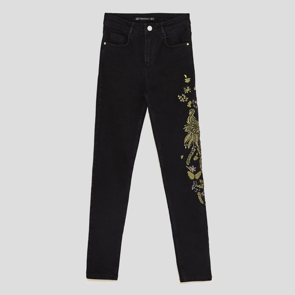 Zara HIGH WAIST EMBROIDERED SKINNY JEANS-0327/205 - Picture 6 of 6